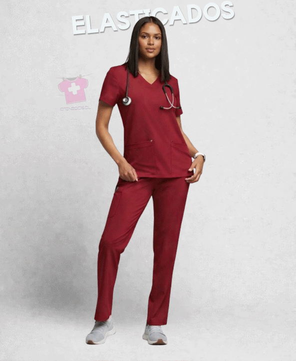 Uniforme burdeo elasticado